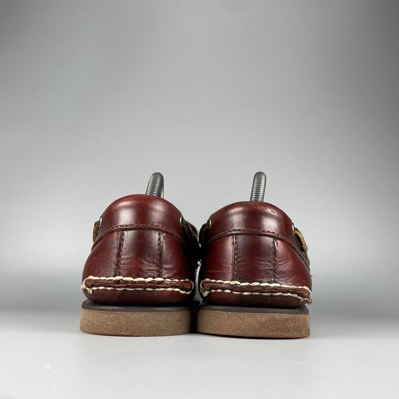 Timberland Men’s 9 Classic Oxblood Burgundy 2 Eye Moc Toe Boat Shoes Casual GUC - Picture 3 of 9